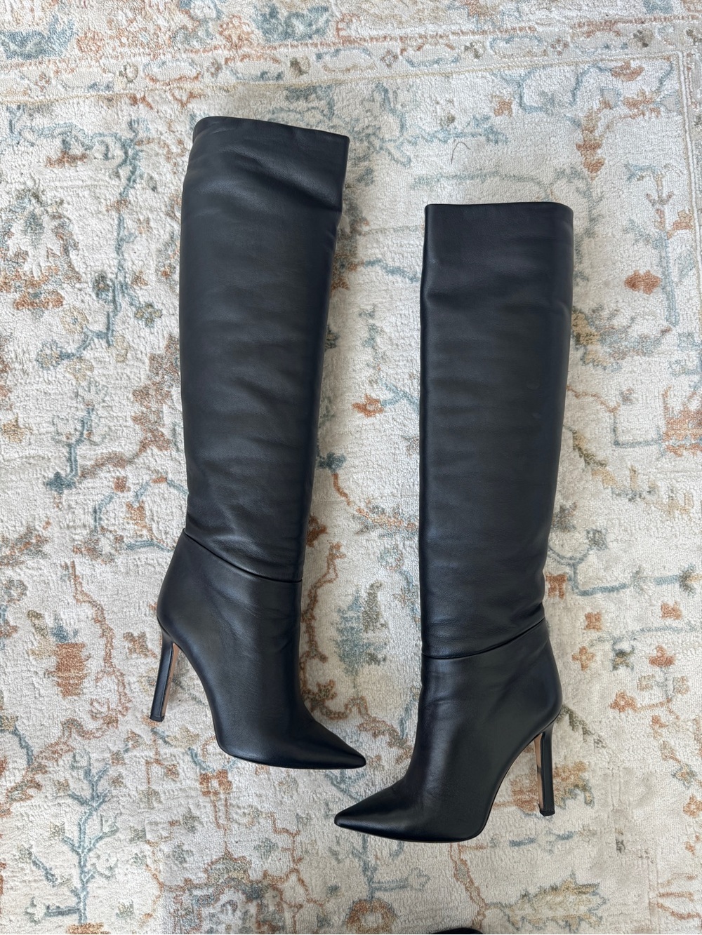 TAMARA MELLON Black Leather Knee High Boots 37
